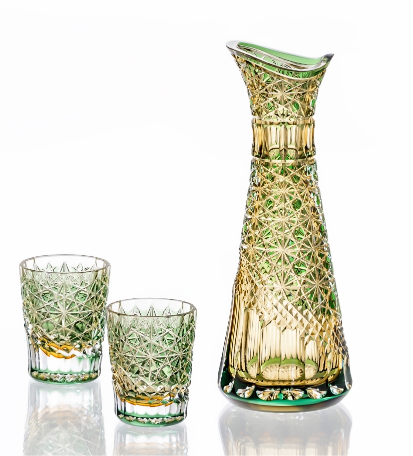 重ね色目 酒器揃「蒼山吹」